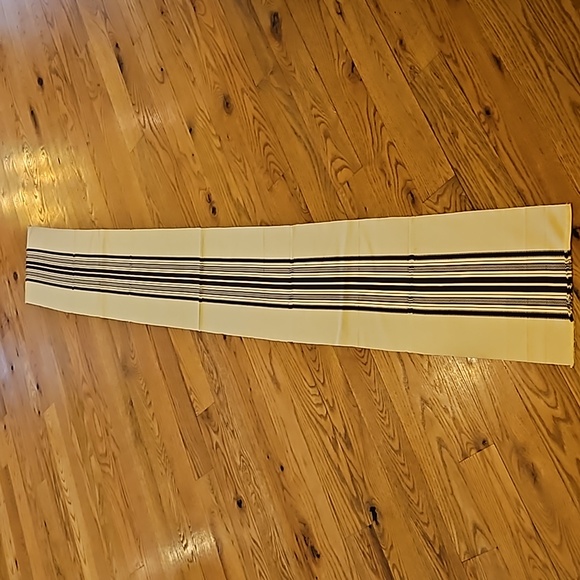 Other - VINTAGE WOVEN TABLE RUNNER COVER 91" X 12" BROWN CREAM STRIPES HOMEMADE